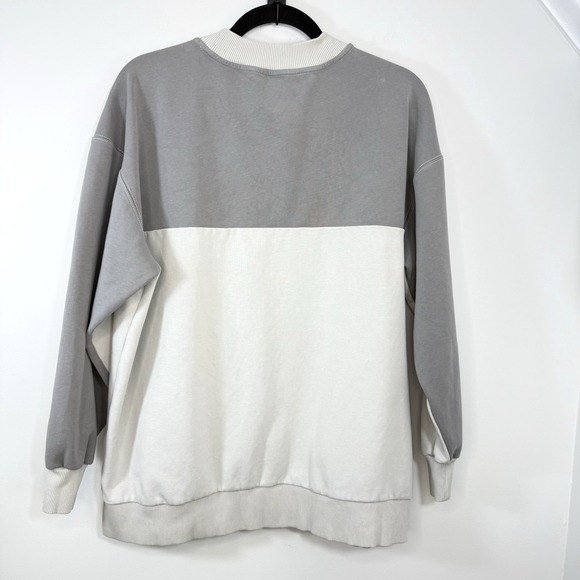 Club Monaco Colorblock Crewneck Sweatshirt Men M‎ Gray Beige Cotton Stretch - Picture 6 of 8